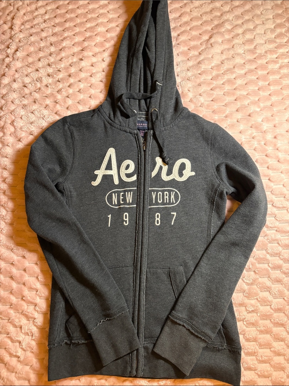 Aeropostale Charcoal Zip-Front Hoodie Jacket